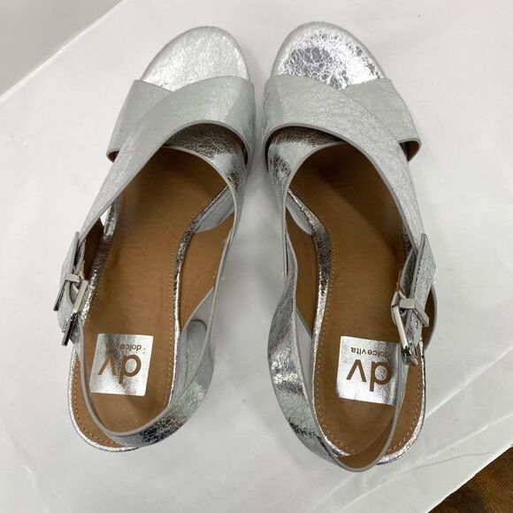 NWOB DV by Dolce Vita Wentz Platform Crackled Silver Metallic Women’s 11 Disco - Picture 11 of 11